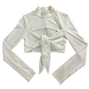 Long sleeve tie in front crop top